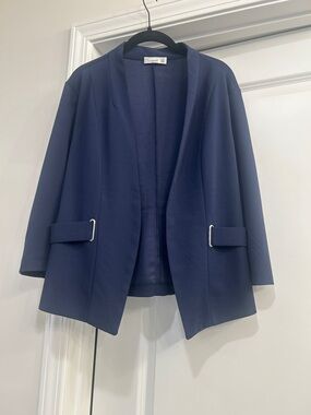 Blue Open-Front Navy Blazer Jacket
